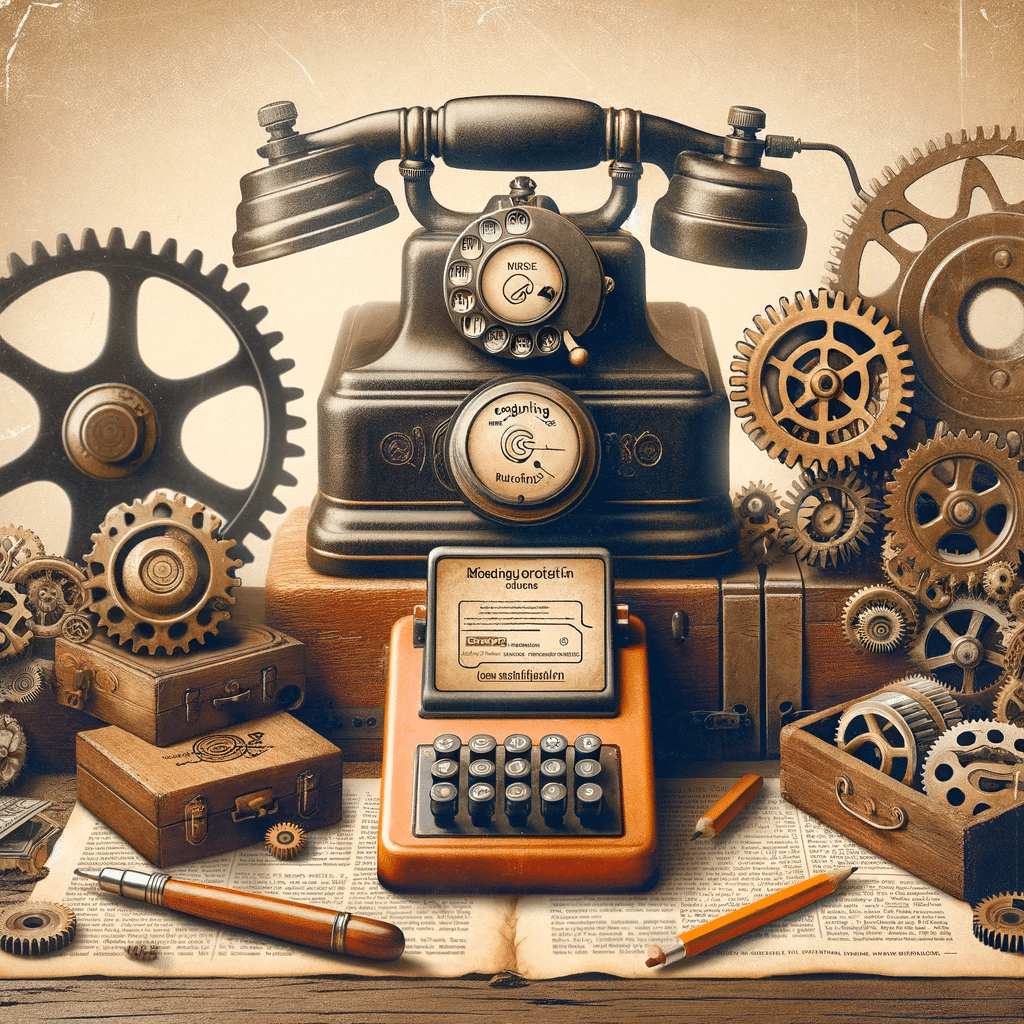 Teléfono antiguo y engranajes simbolizan SEO móvil | Posiciona.Digital