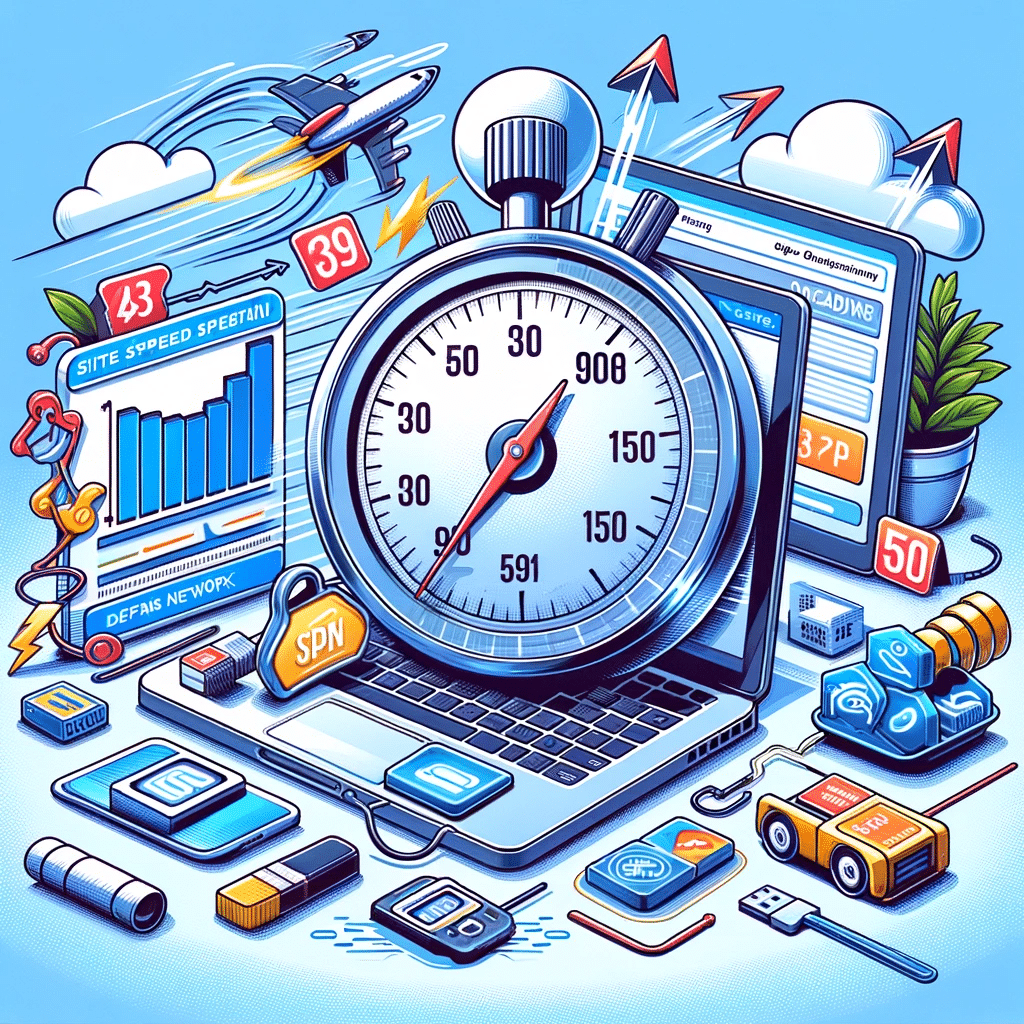 Ilustración digital sobre optimización de velocidad del sitio para mejorar SEO y experiencia de usuario | Posiciona.Digital