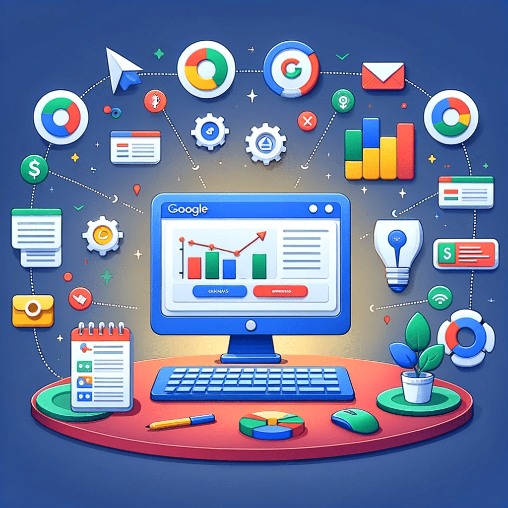 Computadora con Google Ads y herramientas de campaña | Posiciona.Digital