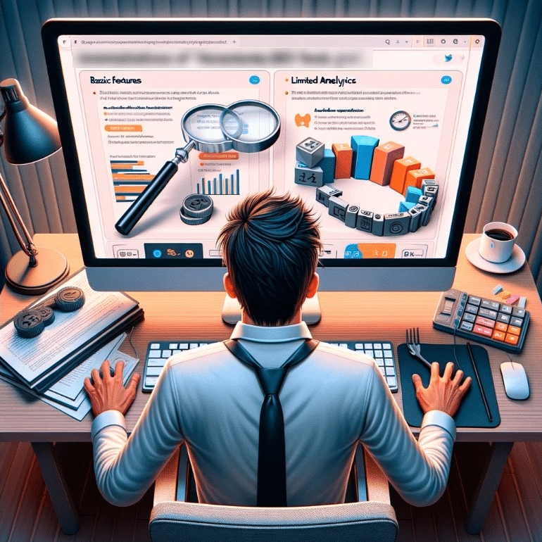 Profesional enfrentando limitaciones de herramientas SEO gratuitas | Posiciona.Digital