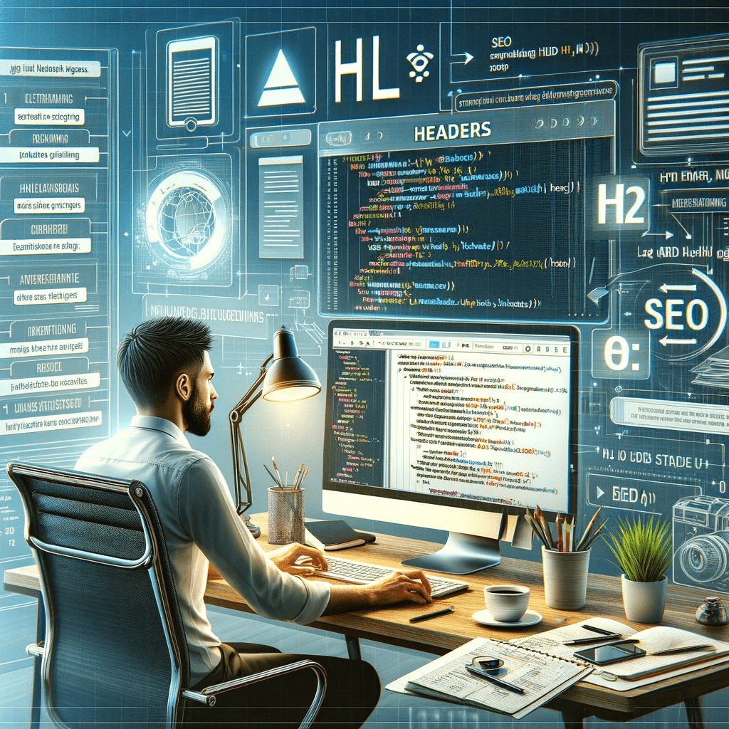 Especialista estructurando página web con etiquetas HTML para SEO | Posiciona.Digital