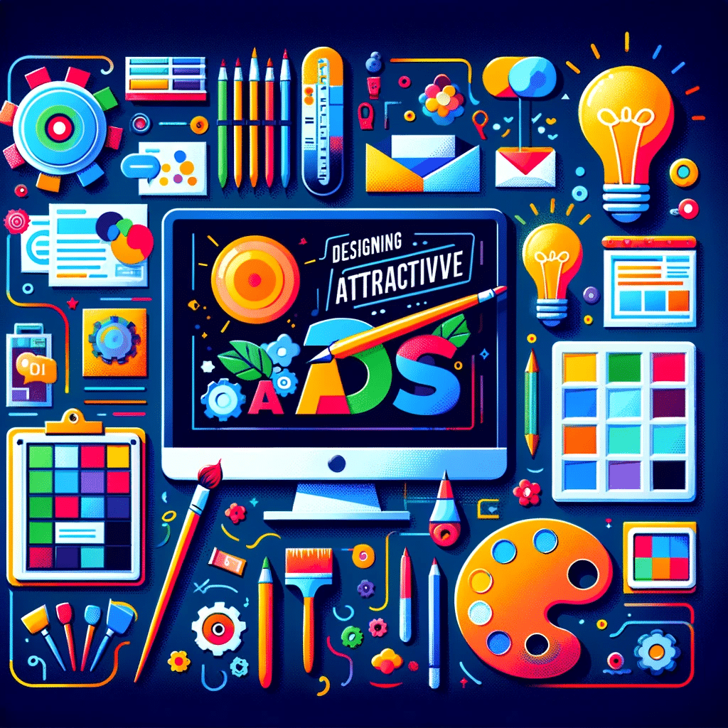 Ilustración sobre el proceso creativo de diseñar anuncios atractivos. | Posiciona.Digital