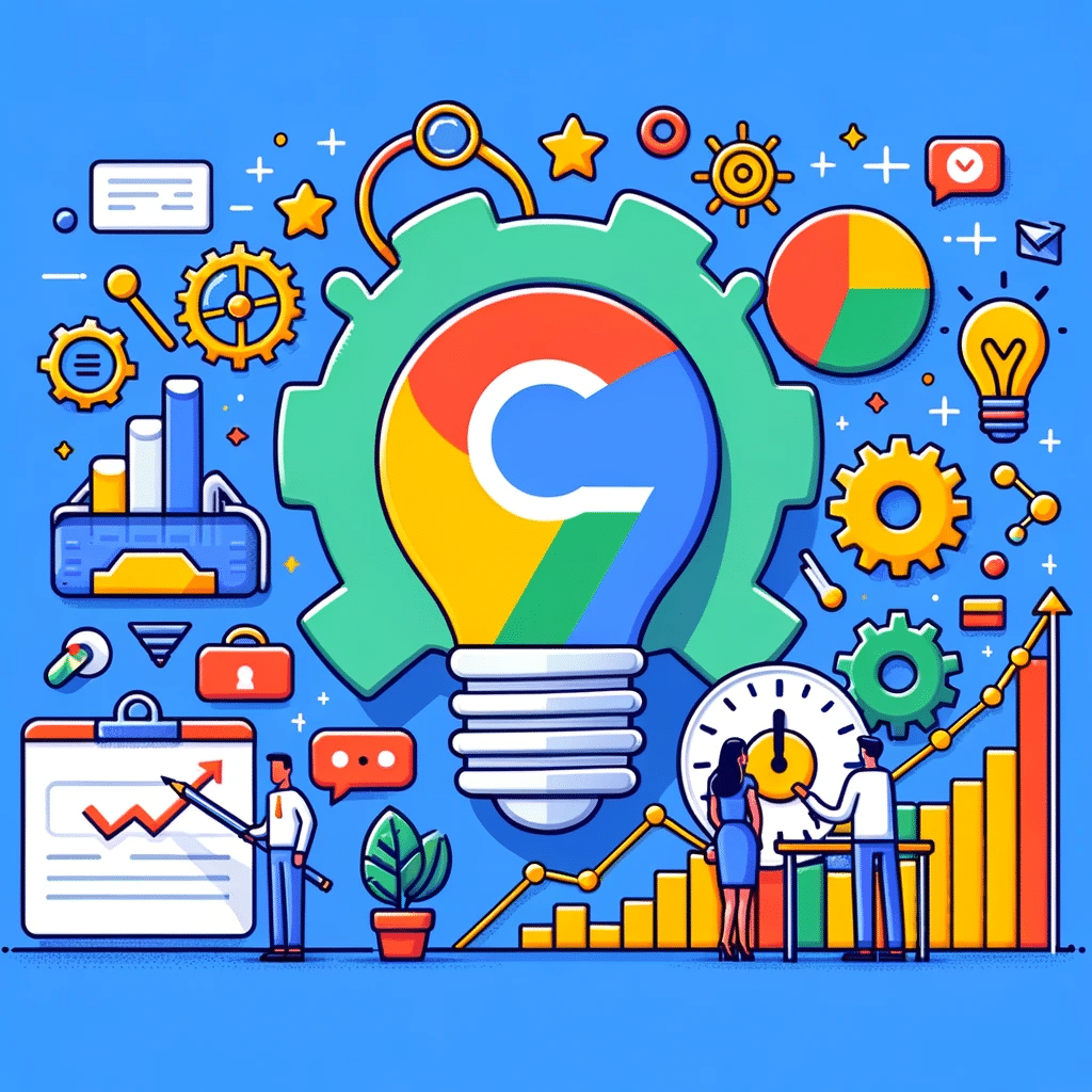 Ilustración de optimización en Ads con herramientas y gráficos para mejorar anuncios | Posiciona.Digital