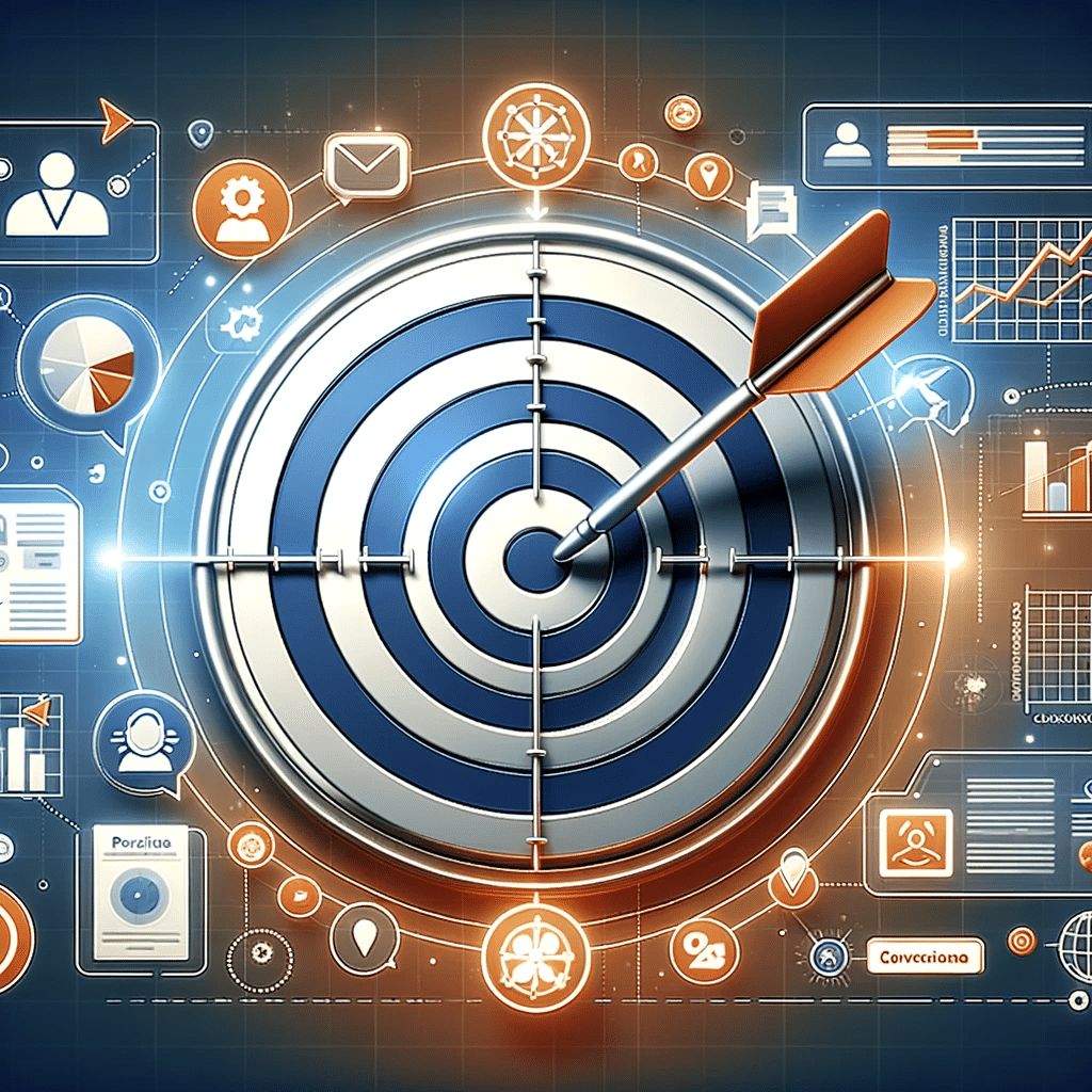 Objetivo con flechas y símbolos de segmentación de clientes | Posiciona.Digital
