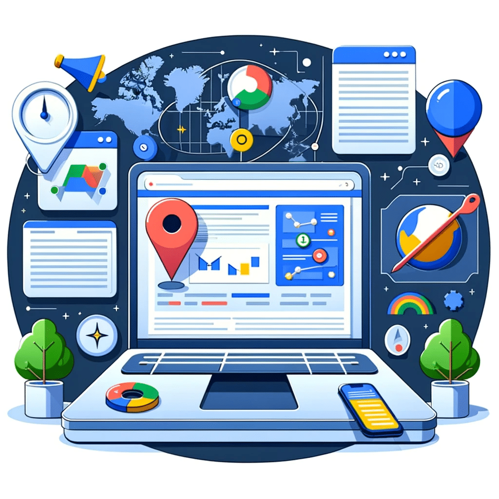 Ordenador con Google Ads mostrando herramientas de segmentación geográfica. | Posiciona.Digital