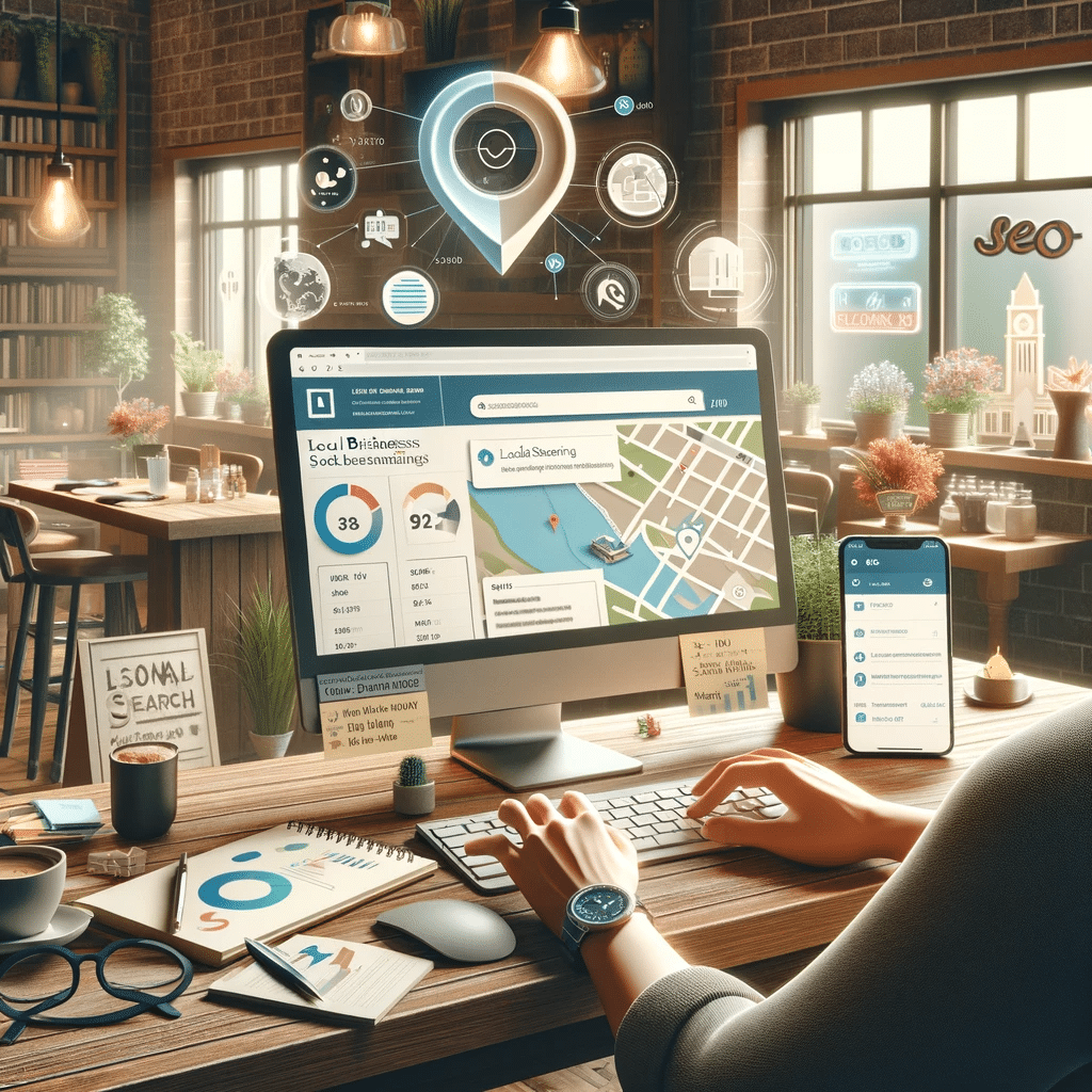 Empresario local analizando rendimiento SEO en su negocio. | Posiciona.Digital