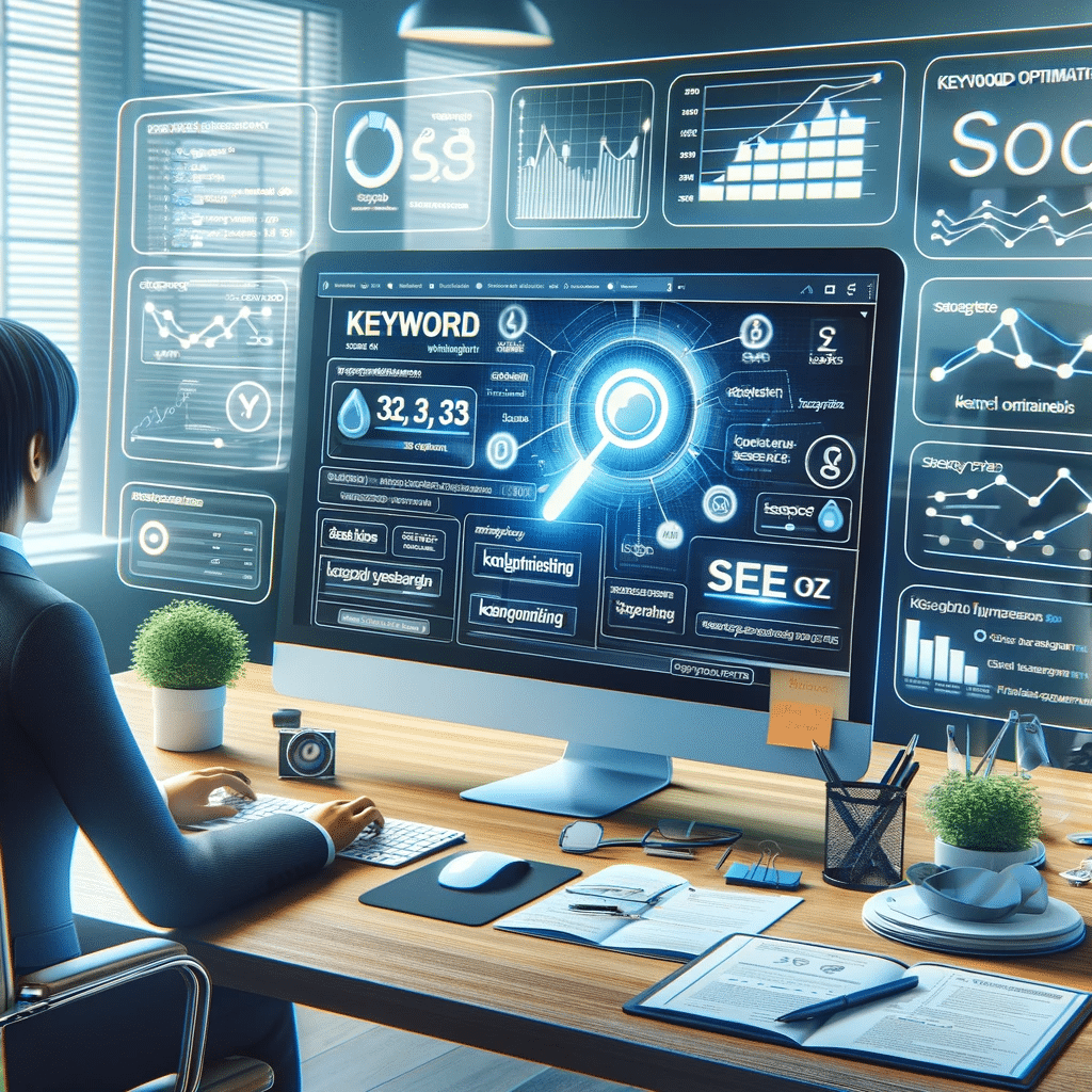 Profesional de marketing realizando análisis de palabras clave. | Posiciona.Digital