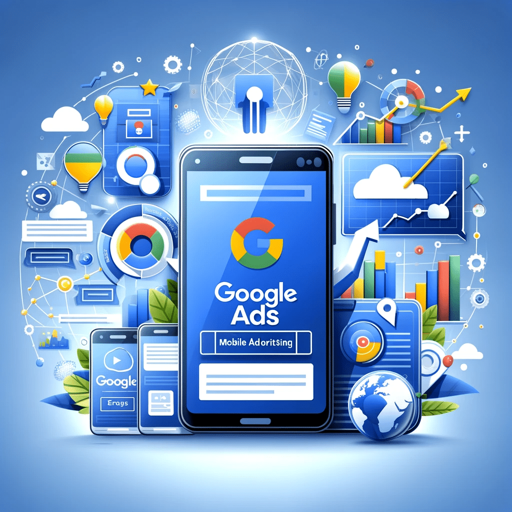 Smartphones y gráficos destacando Google Ads y tendencias en publicidad móvil | Posiciona.Digital