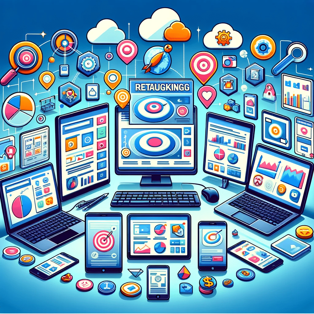 Dispositivos con plataformas de remarketing y herramientas de análisis, mostrando la diversidad y funcionalidad en marketing digital. | Posiciona.Digital