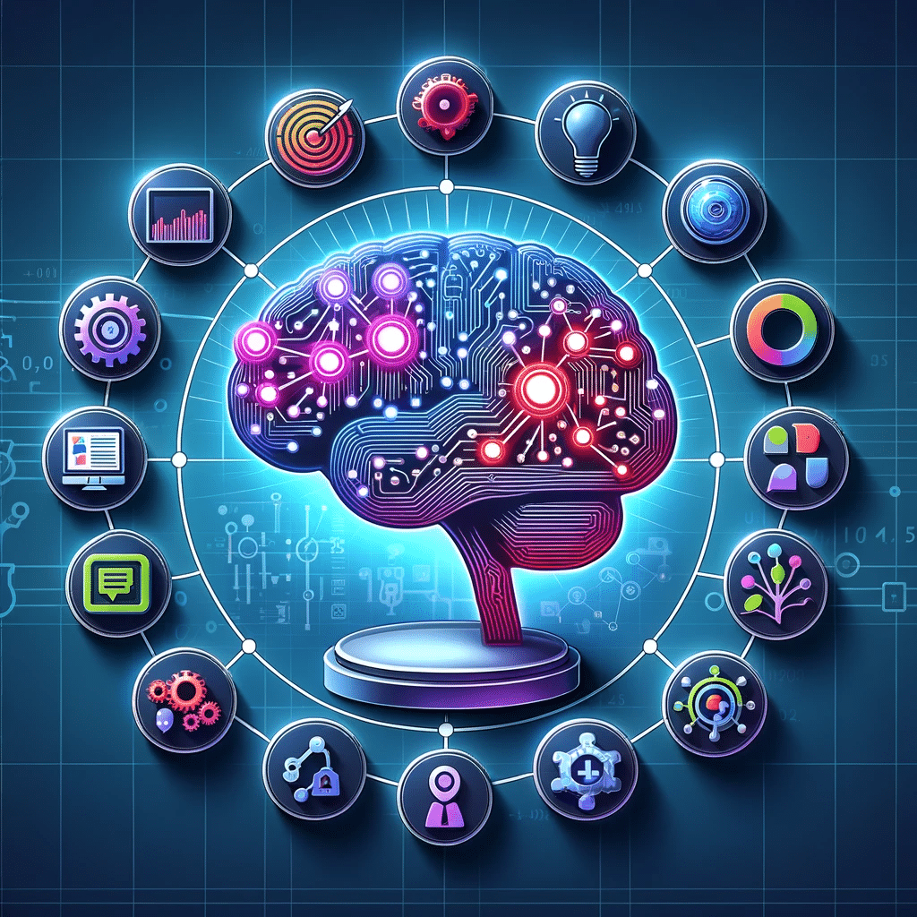 Ilustración de herramientas de IA en marketing para pymes, mostrando análisis de datos y automatización | Posiciona.Digital