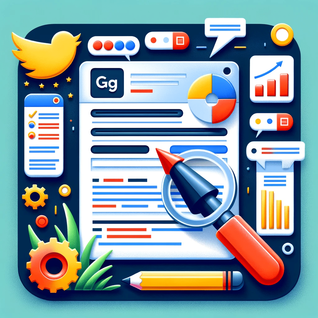 Ilustración sobre optimización de contenido para snippets destacados con teclado y herramientas de edición. | Posiciona.Digital