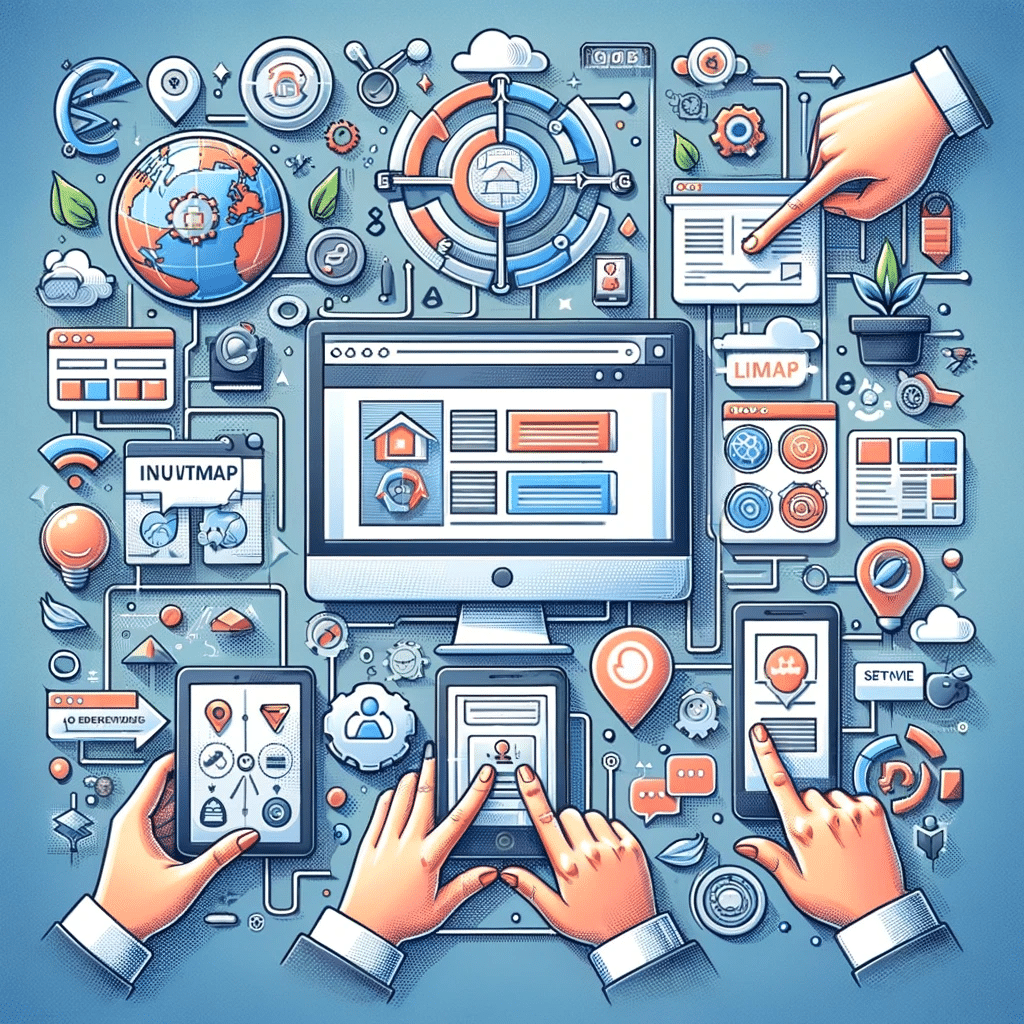 Ilustración sobre diseño web amigable para el usuario, mostrando navegación intuitiva y accesibilidad en dispositivos. | Posiciona.Digital