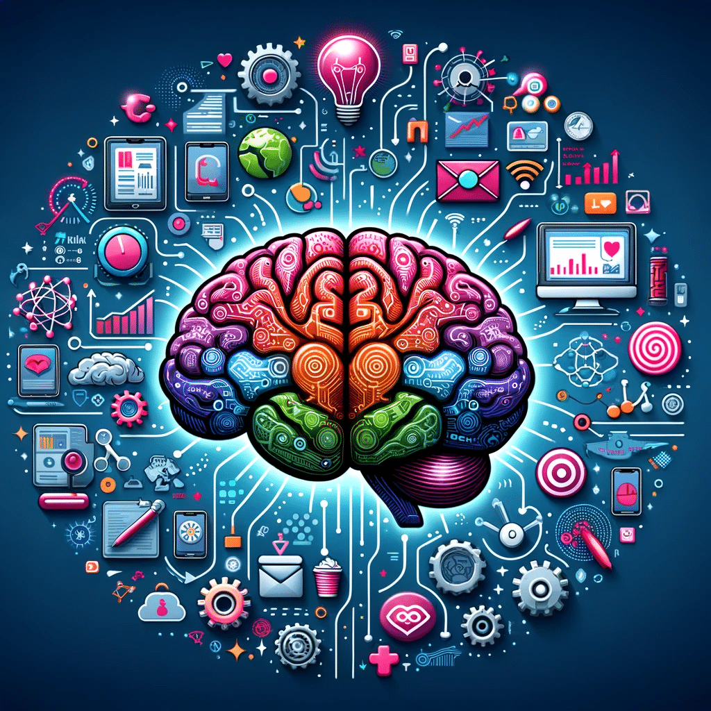Ilustración de inteligencia artificial y marketing digital, destacando el papel innovador de la IA en las pymes. Machine learning, Chat GPT | Posiciona.Digital