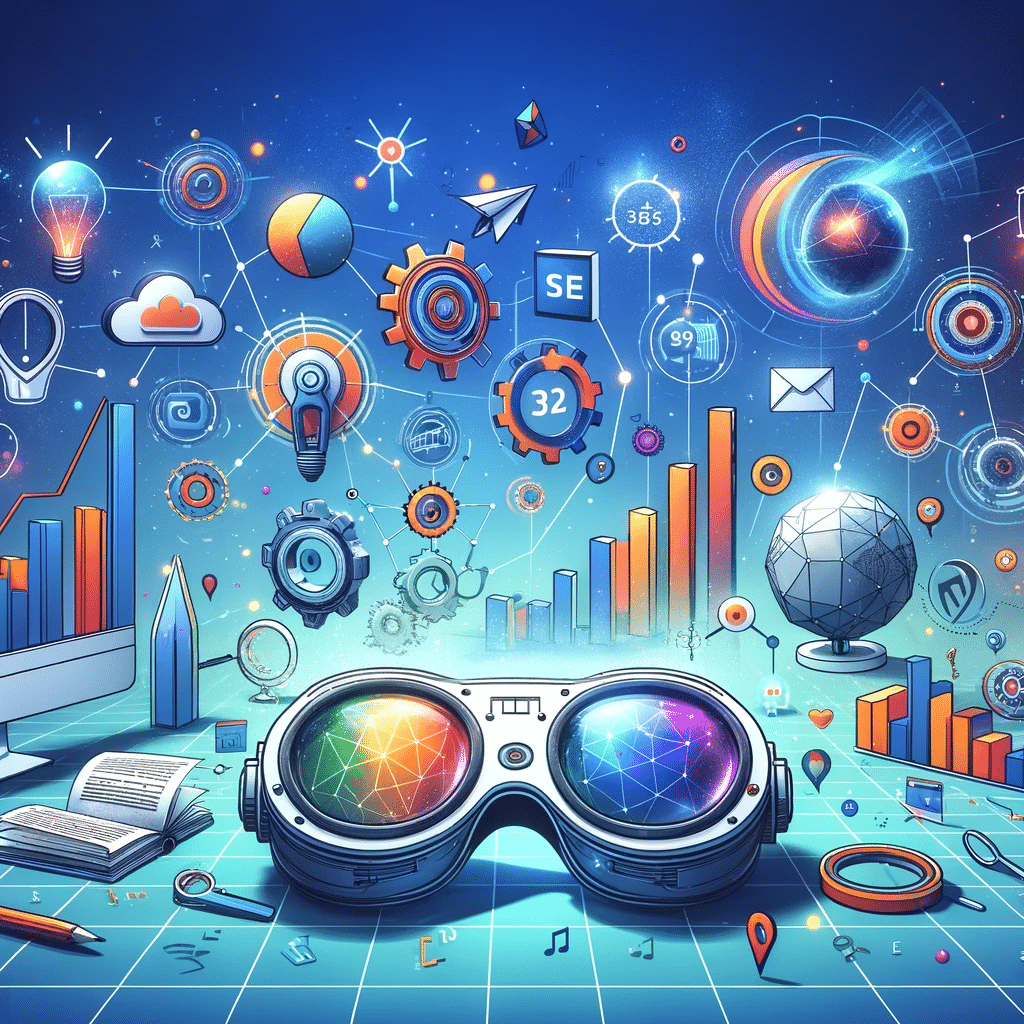 Gafas de realidad virtual integradas con SEO metaverso, mostrando su impacto | Posiciona.Digital