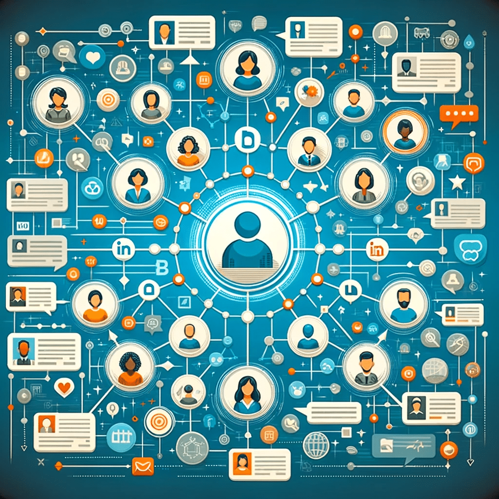 Figuras digitales reunidas simbolizando la participación en grupos y comunidades de LinkedIn. | Posiciona.Digital