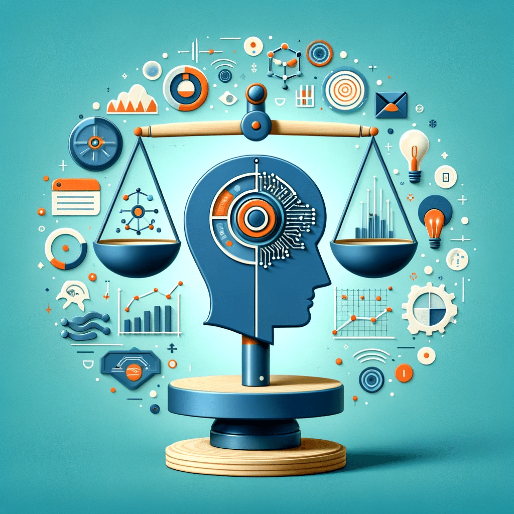 Ilustración de desafíos en IA para marketing en pymes, enfocándose en adaptación y ética. Chat GPT CEO | Posiciona.Digital