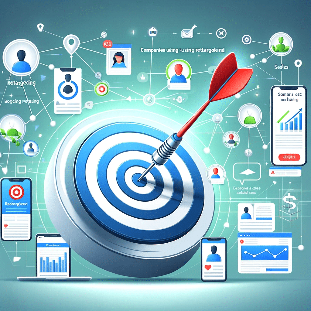 Ilustración de éxito en retargeting con dardo en objetivo y perfiles de usuario | Posiciona.Digital