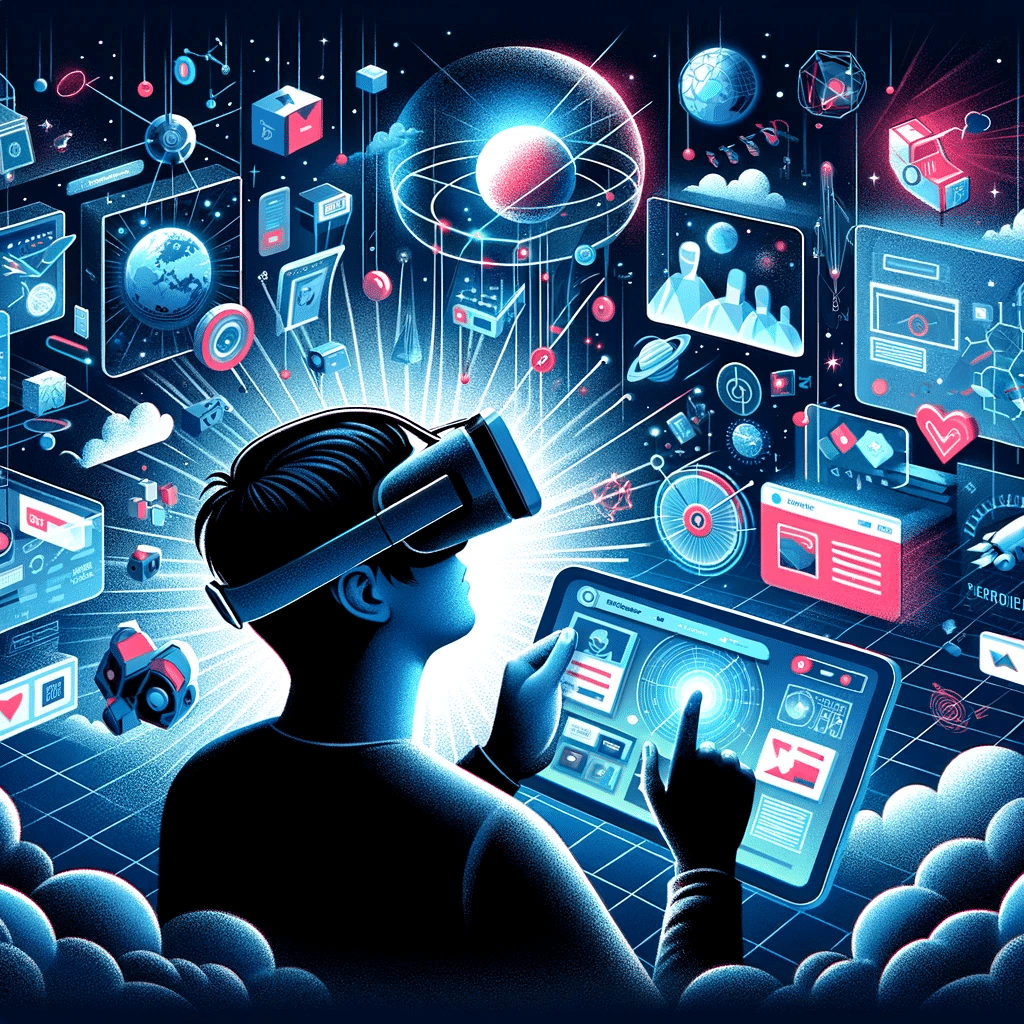 Usuario experimentando tendencias en diseño web con realidad virtual, marcando la integración de VR y AR en 2024 | Posiciona.Digital