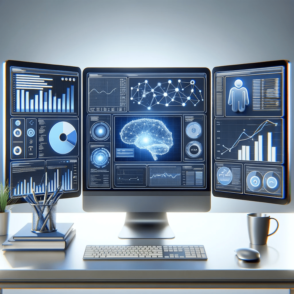 Ilustración abstracta de IA integrándose en publicidad digital, con redes neuronales y elementos de anuncios en línea. | Posiciona.Digital