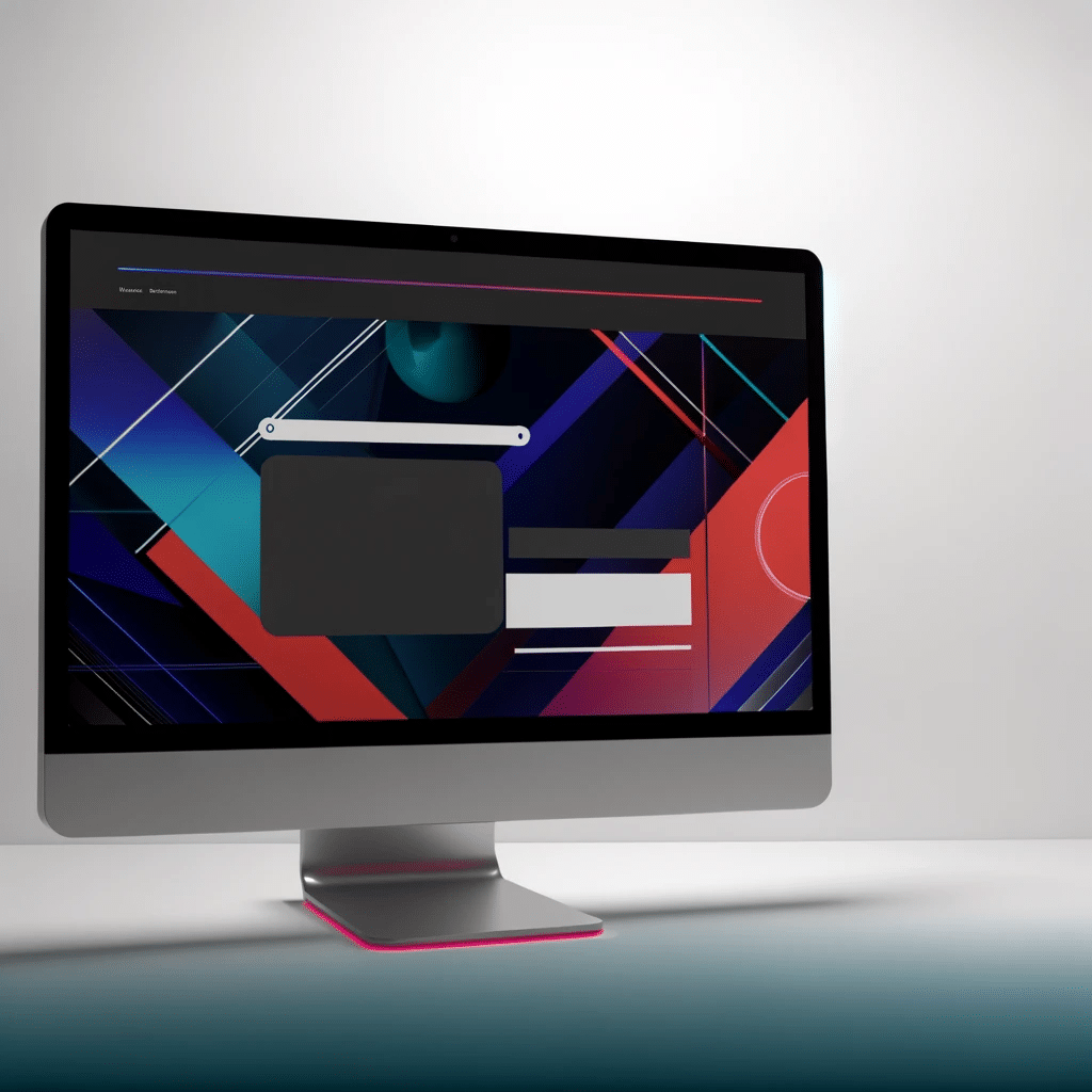 Pantalla de computadora moderna mostrando interfaz de diseño futurista para 2024 | Posiciona.Digital