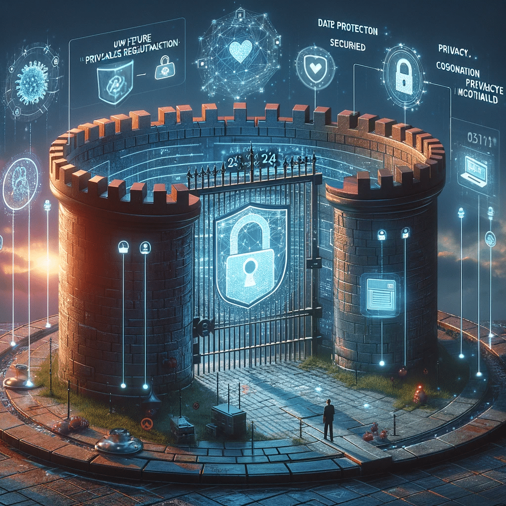 Interfaz digital con medidas de privacidad, enfatizando la protección de datos en el diseño web 2024 | Posiciona.Digital