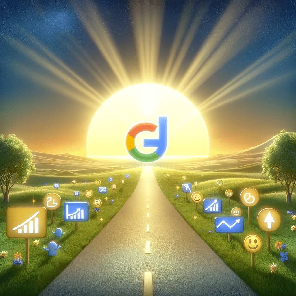 Camino hacia el éxito en Google Ads simbolizando eficiencia y resultados | Posiciona.Digital