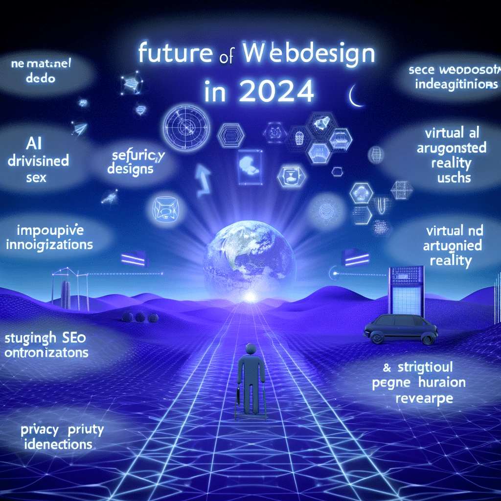 Paisaje digital futurista que representa la evolución y optimismo del diseño web para 2024 | Posiciona.Digital