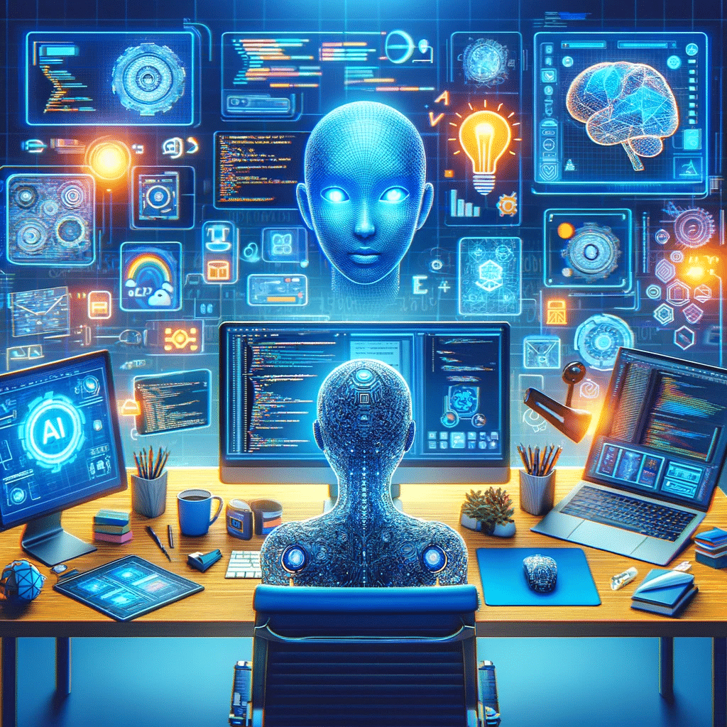 Espacio de trabajo de diseños web con herramientas de IA, modelando el futuro del diseño en 2024. También en redes sociales con vídeos e imagenes | Posiciona.Digital