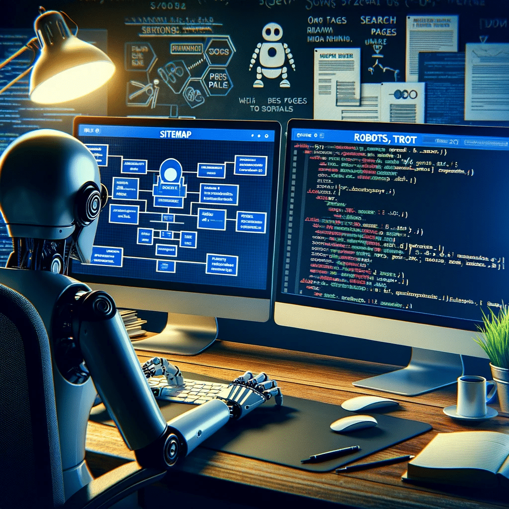 Desarrollador trabajando con sitemaps y robots.txt. Motivo | Posiciona.Digital