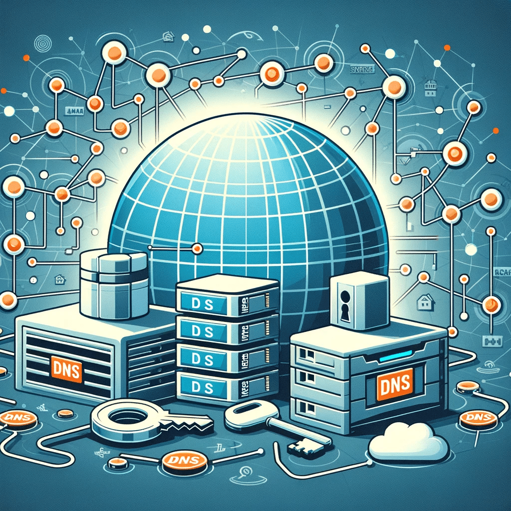 Concepto abstracto de DNS y hosting web.  Comentarios y Registros dns | Posiciona.Digital