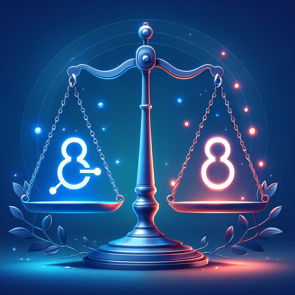 Balanza con enlace sano y roto simbolizando SEO. La guía definitiva para la auditoría de enlaces rotos y su impacto en seo  | Posiciona.Digital