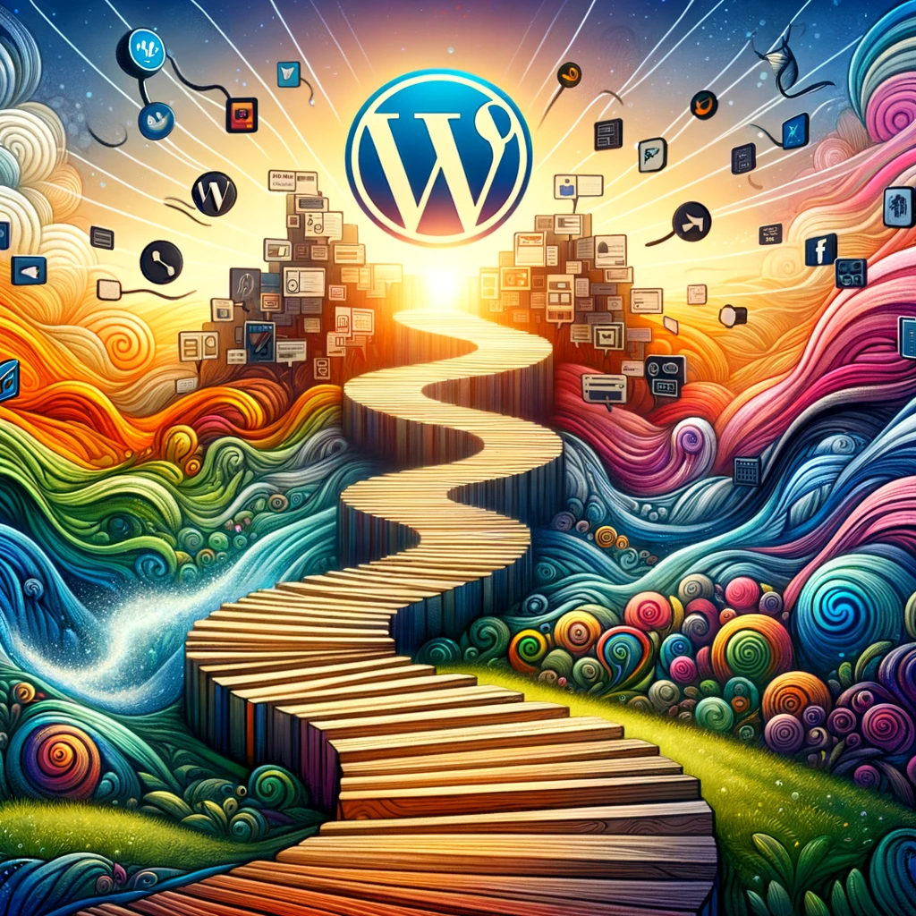 Pasos para integrar redes en WordPress ilustrados en un puente. Social Media Share Buttons | Posiciona.Digital