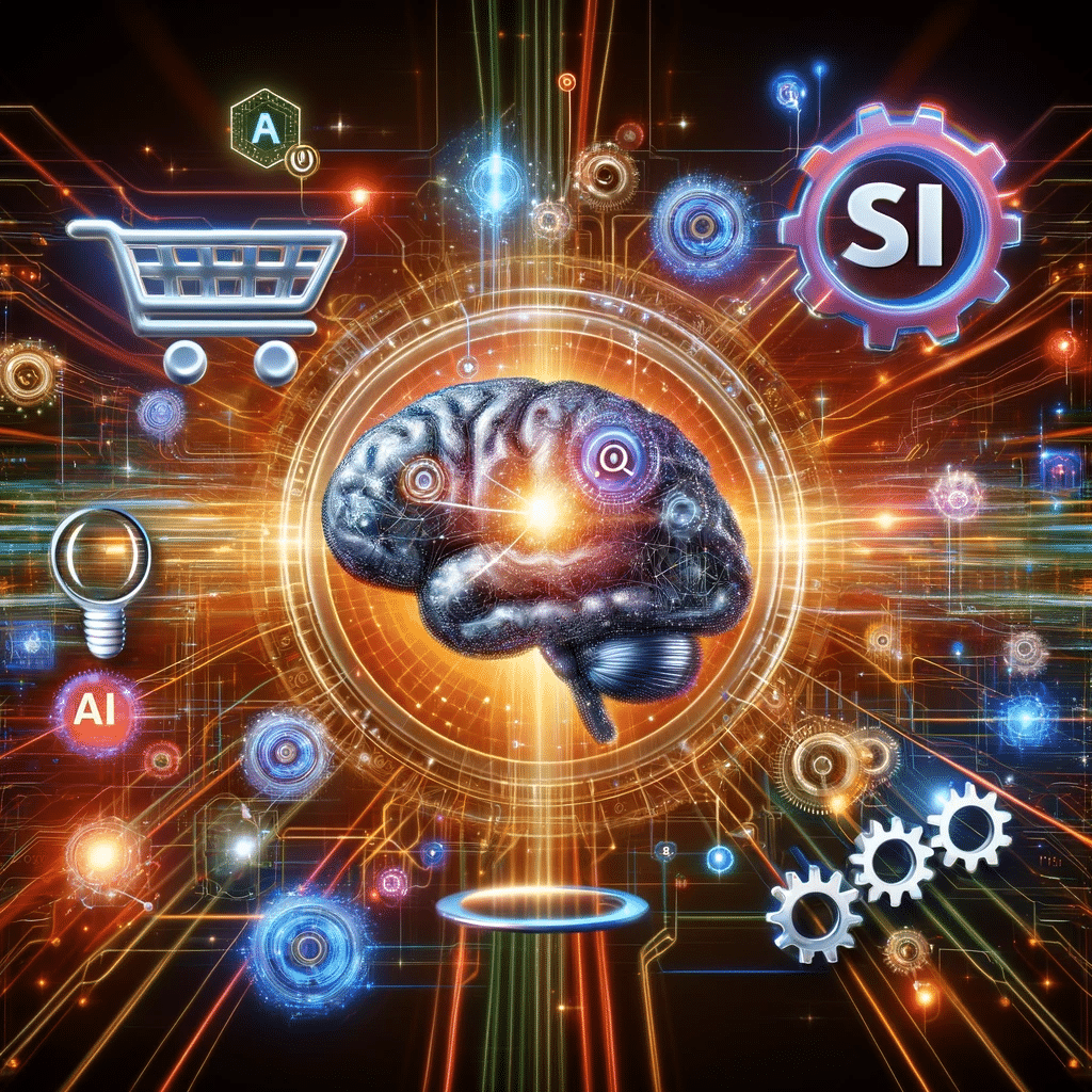 Cerebro digital y símbolos en red futurista | Posiciona.Digital