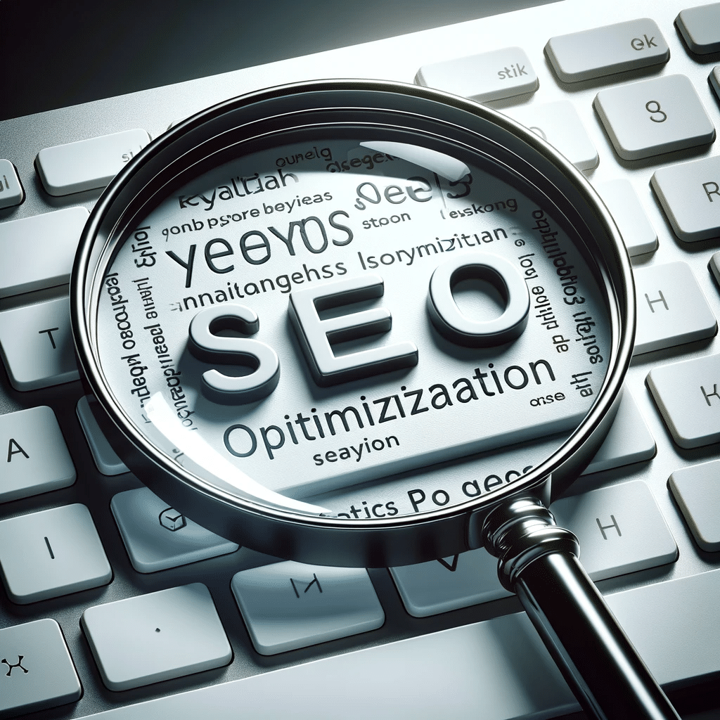 Lupa sobre teclado destacando SEO para blogs. Ganar dinero con un blog | Posiciona.Digital