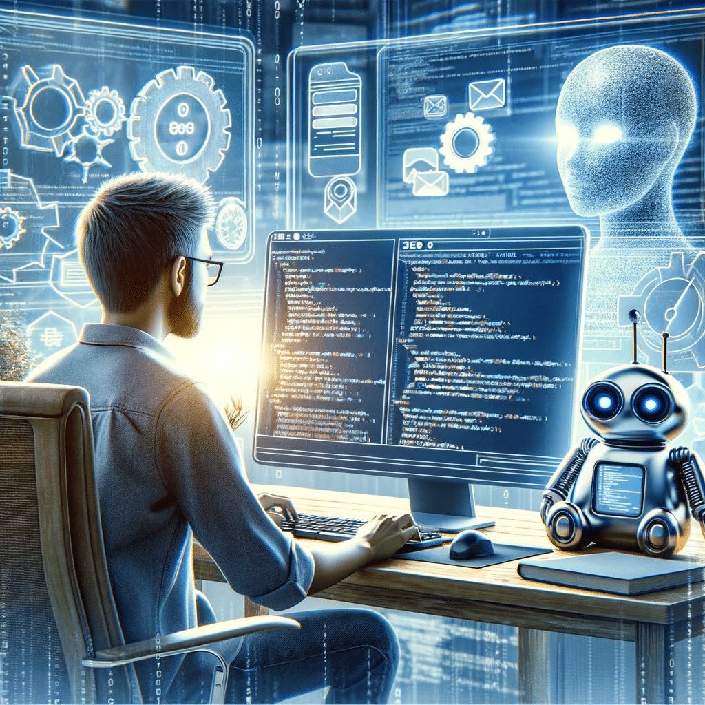 Desarrollador optimizando SEO de chatbot. Proceso chats canal facebook messenger | Posiciona.Digital